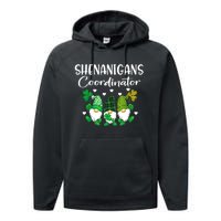 Shenanigans Coordinator St Patricks Day Gnomes Green Proud Performance Fleece Hoodie