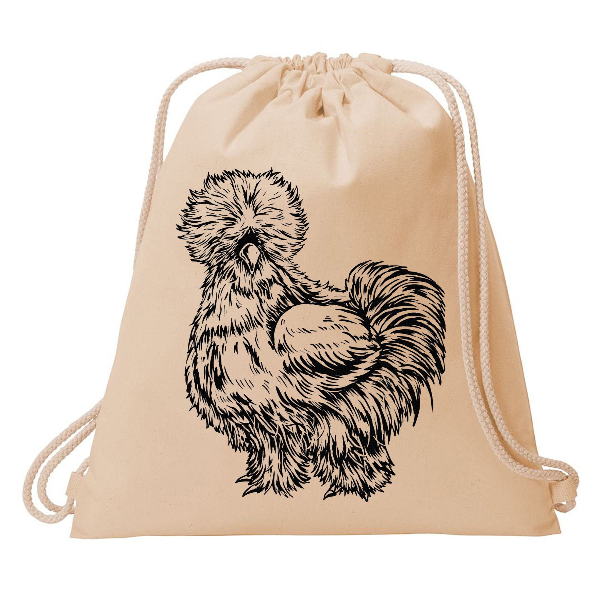 Silkie Chicken Drawstring Bag