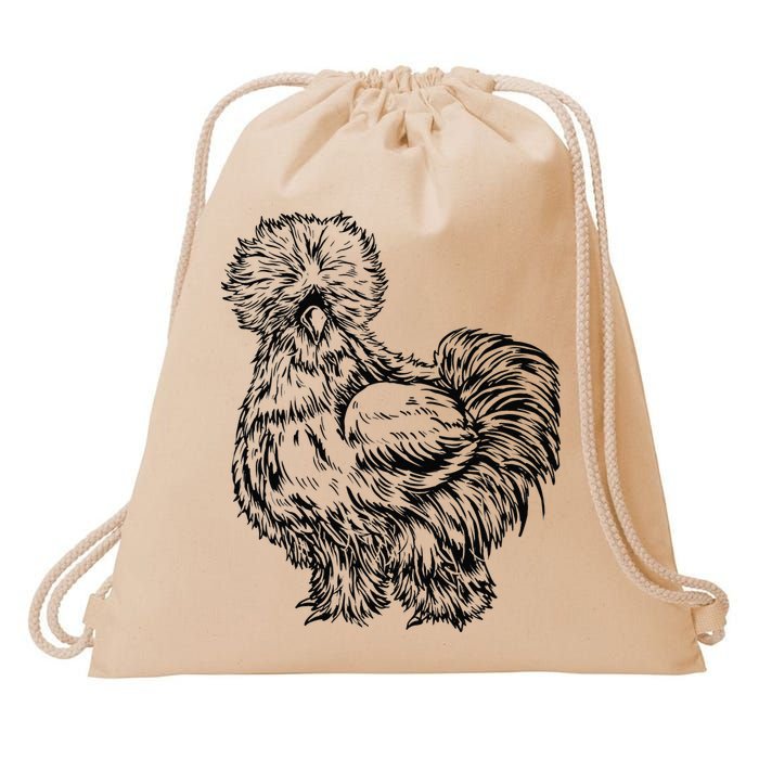 Silkie Chicken Drawstring Bag