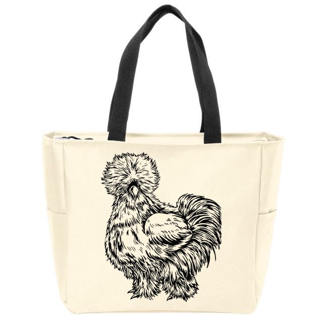 Silkie Chicken Zip Tote Bag