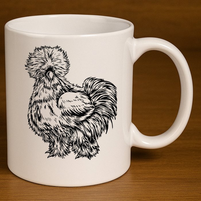 Silkie Chicken 11oz C Handle Ceramic Mug
