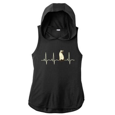 Siamese Cat Siamese Cat Heartbeat Ladies PosiCharge Tri-Blend Wicking Draft Hoodie Tank