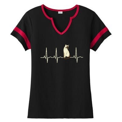 Siamese Cat Siamese Cat Heartbeat Ladies Halftime Notch Neck Tee