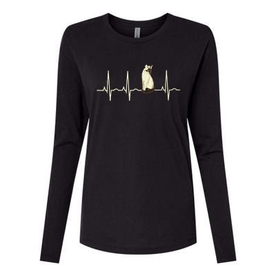 Siamese Cat Siamese Cat Heartbeat Womens Cotton Relaxed Long Sleeve T-Shirt