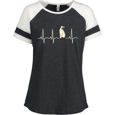 Siamese Cat Siamese Cat Heartbeat Enza Ladies Jersey Colorblock Tee