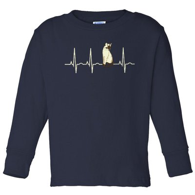 Siamese Cat Siamese Cat Heartbeat Toddler Long Sleeve Shirt