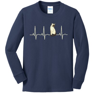 Siamese Cat Siamese Cat Heartbeat Kids Long Sleeve Shirt