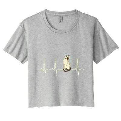 Siamese Cat Siamese Cat Heartbeat Women's Crop Top Tee