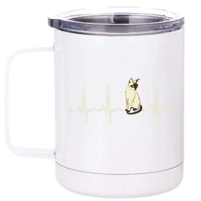 Siamese Cat Siamese Cat Heartbeat 12 oz Stainless Steel Tumbler Cup