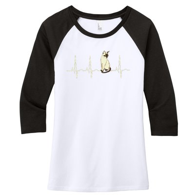 Siamese Cat Siamese Cat Heartbeat Women's Tri-Blend 3/4-Sleeve Raglan Shirt