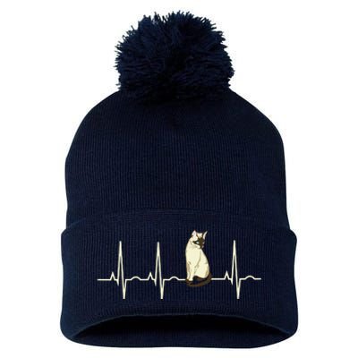 Siamese Cat Pom Pom 12in Knit Beanie