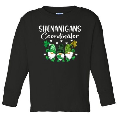 Shenanigans Coordinator St Patricks Day Gnomes Green Proud Gift Toddler Long Sleeve Shirt