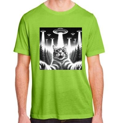 Scared Cat Selfie with UFOs Adult ChromaSoft Performance T-Shirt