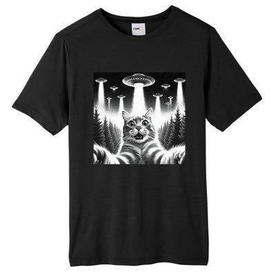 Scared Cat Selfie with UFOs Tall Fusion ChromaSoft Performance T-Shirt