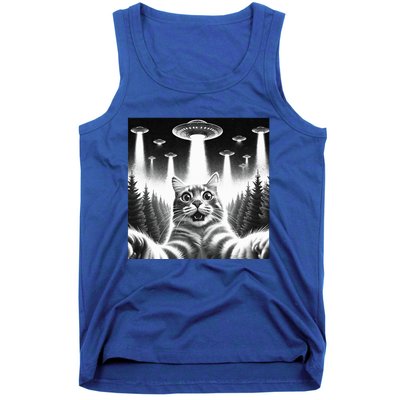 Scared Cat Selfie with UFOs Tank Top