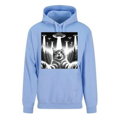 Scared Cat Selfie with UFOs Unisex Surf Hoodie