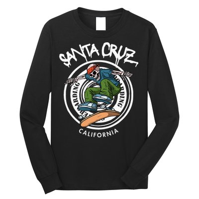 Santa Cruz Skater Laid Back California Skeleton Skateboarder Long Sleeve Shirt