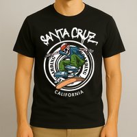 Santa Cruz Skater Laid Back California Skeleton Skateboarder T-Shirt