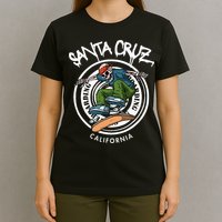 Santa Cruz Skater Laid Back California Skeleton Skateboarder T-Shirt