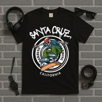 Santa Cruz Skater Laid Back California Skeleton Skateboarder T-Shirt