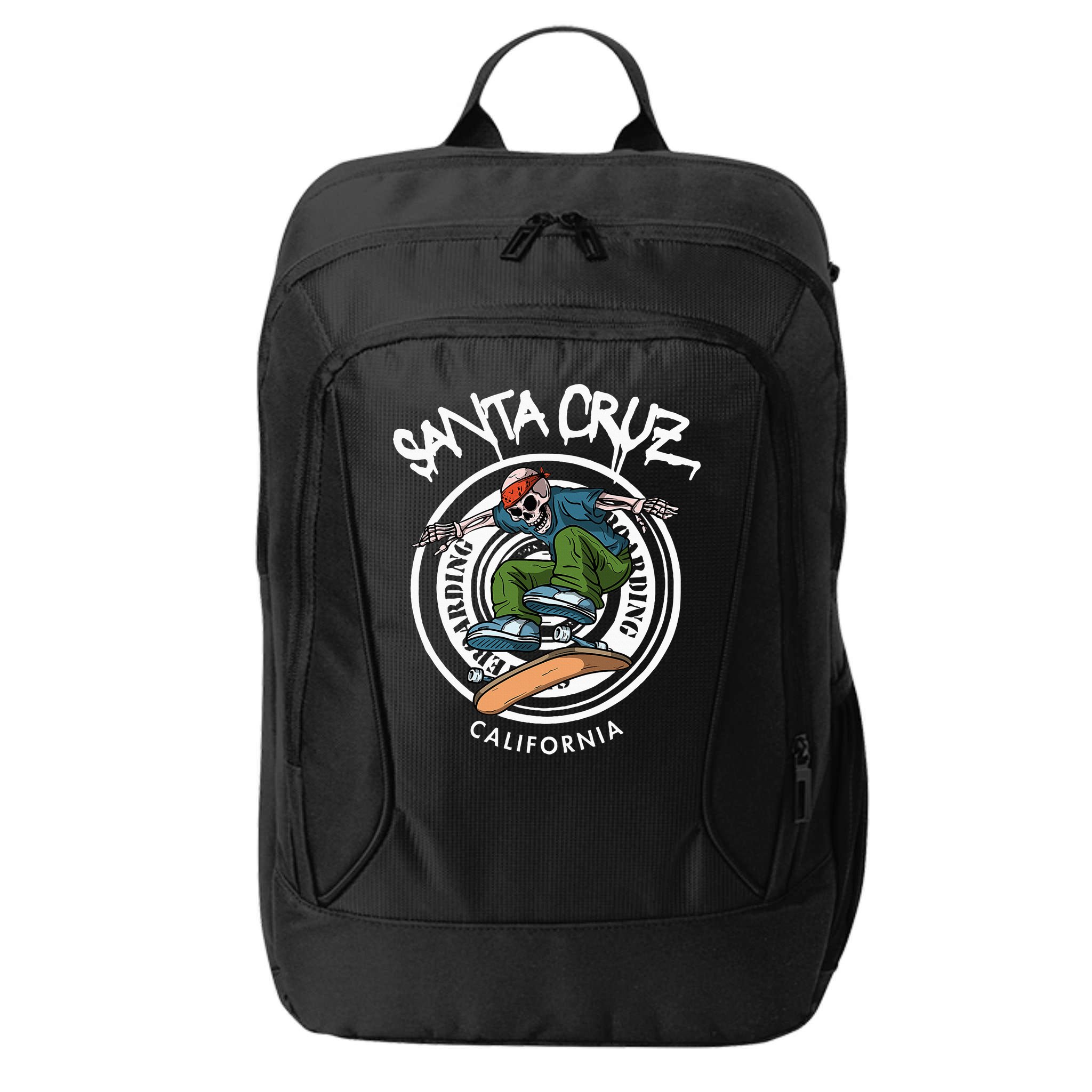 Santa Cruz Skater Laid Back California Skeleton Skateboarder City Backpack