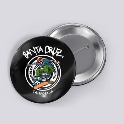 Santa Cruz Skater Laid Back California Skeleton Skateboarder Button