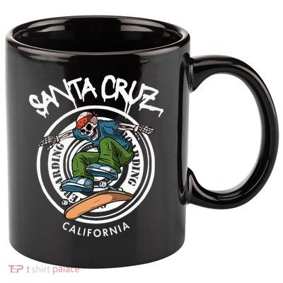 Santa Cruz Skater Laid Back California Skeleton Skateboarder 11oz C Handle Ceramic Mug