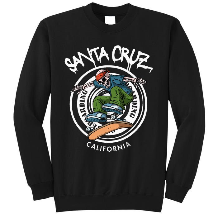 Santa Cruz Skater Laid Back California Skeleton Skateboarder Tall Sweatshirt