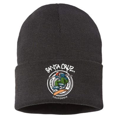 Santa Cruz Skater Laid Back California Skeleton Skateboarder Sustainable Knit Beanie