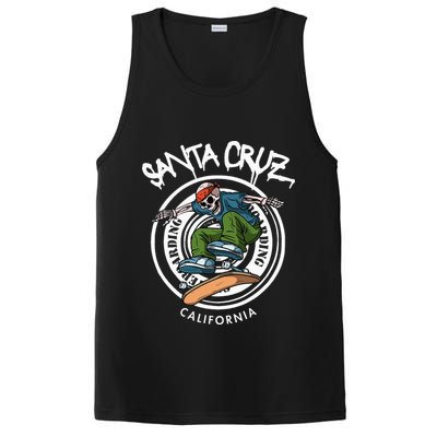 Santa Cruz Skater Laid Back California Skeleton Skateboarder PosiCharge Competitor Tank
