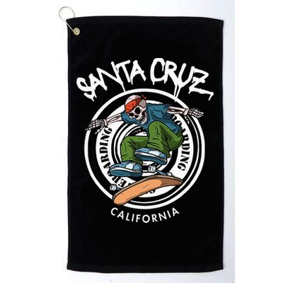 Santa Cruz Skater Laid Back California Skeleton Skateboarder Golf Towel