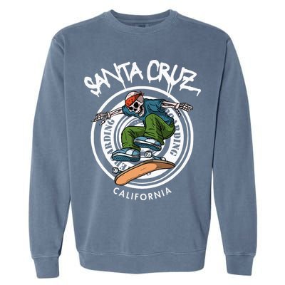 Santa Cruz Skater Laid Back California Skeleton Skateboarder Garment-Dyed Sweatshirt