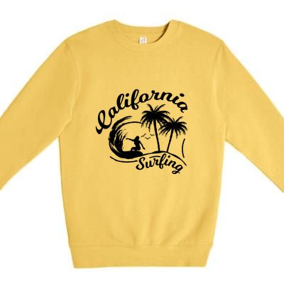 Surfing California Surfing Palm Beach Holiday Gift Premium Crewneck Sweatshirt