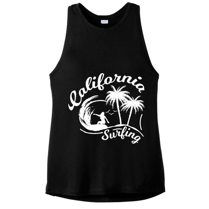 Surfing California Surfing Palm Beach Holiday Gift Ladies PosiCharge Tri-Blend Wicking Tank