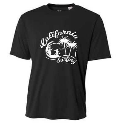 Surfing California Surfing Palm Beach Holiday Gift Cooling Performance Crew T-Shirt