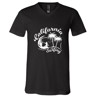 Surfing California Surfing Palm Beach Holiday Gift V-Neck T-Shirt