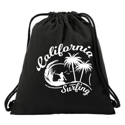 Surfing California Surfing Palm Beach Holiday Gift Drawstring Bag