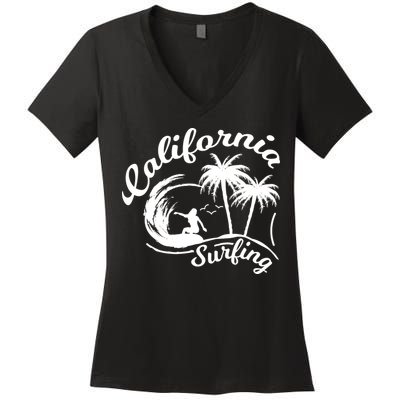 Surfing California Surfing Palm Beach Holiday Gift Women's V-Neck T-Shirt