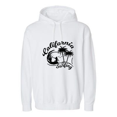 Surfing California Surfing Palm Beach Holiday Gift Garment-Dyed Fleece Hoodie