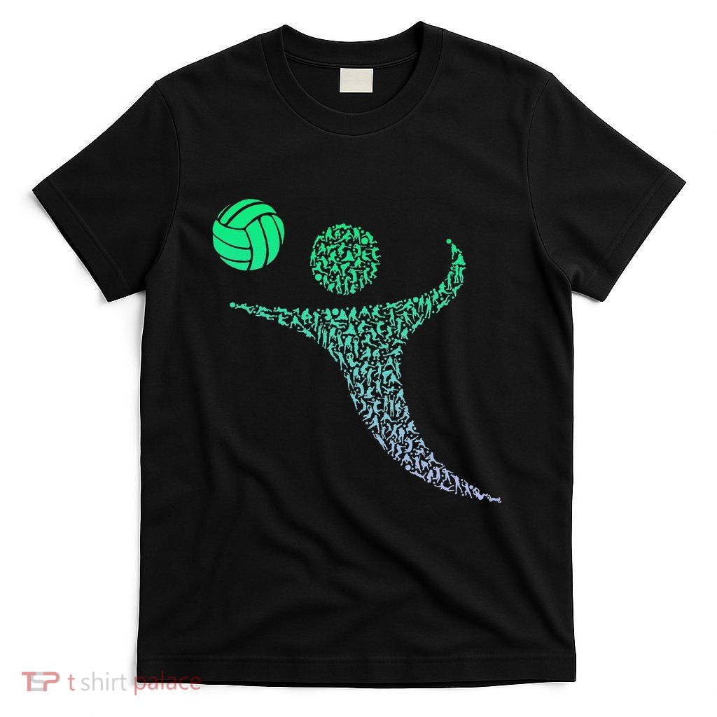 Shape Collage Silhouette Volleyball Player Volleyball T-Shirt
