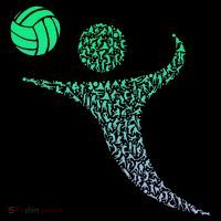 Shape Collage Silhouette Volleyball Player Volleyball T-Shirt