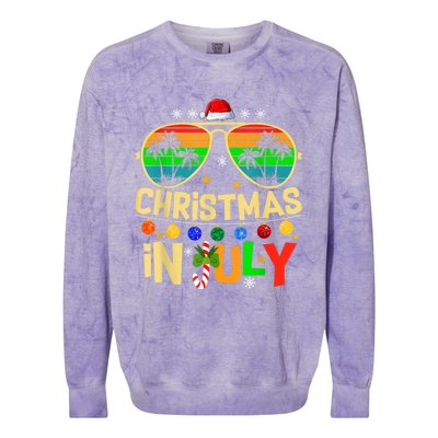 Santa Claus Sunglasses Beach Christmas In July Colorblast Crewneck Sweatshirt