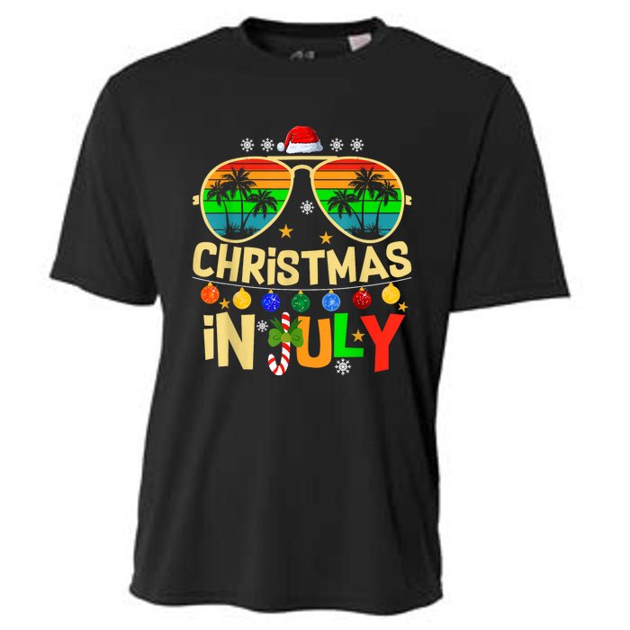 Santa Claus Sunglasses Beach Christmas In July Cooling Performance Crew T-Shirt