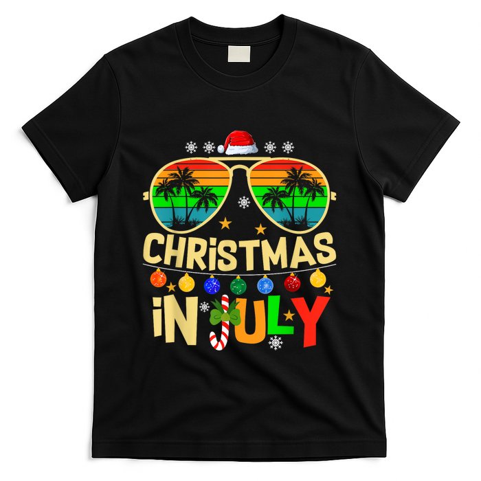 Santa Claus Sunglasses Beach Christmas In July T-Shirt