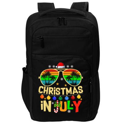 Santa Claus Sunglasses Beach Christmas In July Impact Tech Backpack