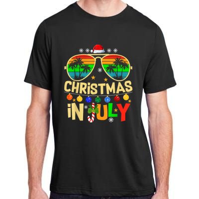 Santa Claus Sunglasses Beach Christmas In July Adult ChromaSoft Performance T-Shirt