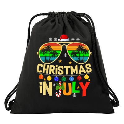 Santa Claus Sunglasses Beach Christmas In July Drawstring Bag