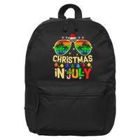 Santa Claus Sunglasses Beach Christmas In July 16 in Basic Backpack