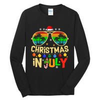 Santa Claus Sunglasses Beach Christmas In July Tall Long Sleeve T-Shirt