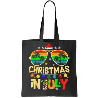 Santa Claus Sunglasses Beach Christmas In July Tote Bag